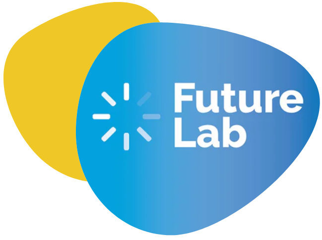 Logo FutureLab geel/blauw