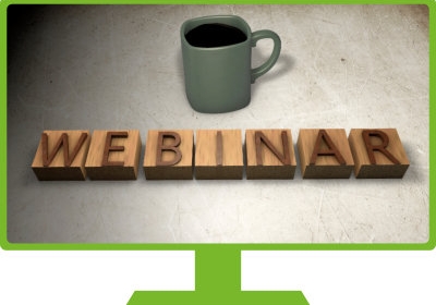 Beeldscherm met de tekst webinar