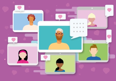 Social Media mensen achter beeldschermen