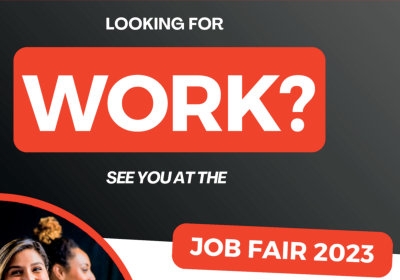Tekst Looking for work? see you at the job fair 2023